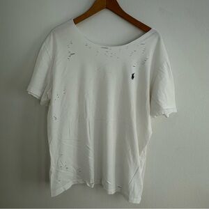Polo Ralph Lauren Destroyed Off-the-Shoulder Tee